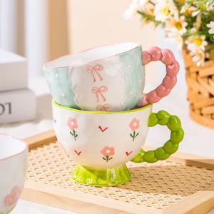 Tazza in Ceramica Dipinta a Mano di Alta Qualità con Manico, Grande Capacità, per Colazione, Acqua, Ufficio, Caffè, Resistente alle Alte Temperature - Product Image 3