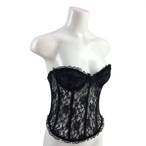 Gros Femmes noir Sans Bretelles Matures Haut Corset Dentelle Volants Bustier Armatures Sexy Crop Top <span class=keywords><strong>Lingerie</strong></span> - Product Image 2