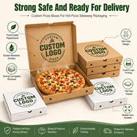 Caja de Pizza para Llevar, Fácil de Plegar, con Líneas de Corte, de Cartón Seguro para Alimentos, Paquete Familiar de Pizza, Bajo MOQ, Suministro para Catering Comercial