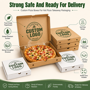 Scatola per <span class=keywords><strong>Pizza</strong></span> da Asporto Facile da Piegare con Linee di Piegatura, in Cartone Alimentare Sicuro, Confezione Famiglia, Fornitura <span class=keywords><strong>a</strong></span> Basso MOQ per Catering Commerciale - Product Image 4