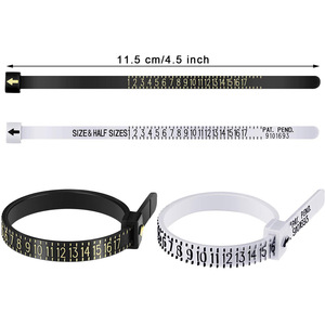 Nhựa đồ trang sức nhẫn sizer ngón tay đo vành đai công cụ đo thanh chúng tôi Kích thước 1-17 cho nhẫn <span class=keywords><strong>multisizer</strong></span> Trắng/Đen BJ-12360 - Product Image 2