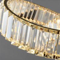Lustre en fer doré de luxe nordique, design géométrique Art Déco, lampe suspendue en cristal à haut lumen pour salle à manger et chambre à coucher