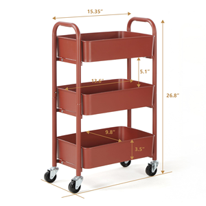 <b>Foldable</b> Rolling Storage <b>Cart</b>, Multi Tier Portable Organizer Rack for Kitchen Bedroom Snack and Home Storage - Product Image 4