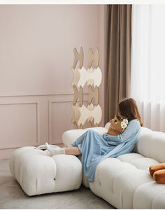 <span class=keywords><strong>Sofa</strong></span> Beludru Domba Keluarga Kecil Modul Persegi, <span class=keywords><strong>Sofa</strong></span> Kombinasi Angin Putih Kasmir Ruang Tamu - Product Image 3