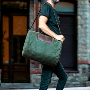 Customized Vintage Genuine Leather Canvas <b>Travel</b> <b>Bag</b> Water Resistant Duffel <b>Holdall</b> Weekend Carry On Luggage LCTB-0037 - Product Image 1