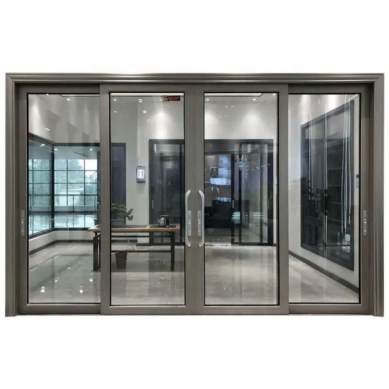 Puertas modernas diseños doble vidrio templado transparente de lujo puerta de aluminio