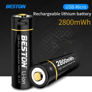 BESTON-batería AA recargable de iones de litio, Micro USB, 1,5 V, para juguetes