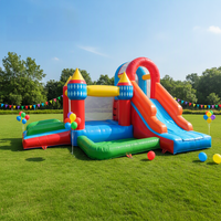 Château gonflable coloré le plus vendu en promotion, 4m*6m, en PVC de 0,55mm, avec piscine et toboggan aquatique pour parc aquatique