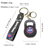 Porte-clés Kettlebell en métal de simulation, motif dessin animé, équipement sportif, cadeau promotionnel fitness, breloque pour clé de voiture, pour hommes et femmes, vente en gros, pour sac