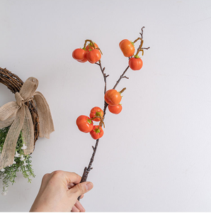 Fleurs de kaki simulées Branches Arbres fruitiers Nouvelles décorations de salon de style chinois Décoration d'<span class=keywords><strong>arbre</strong></span> de kaki de fruits rouges - Product Image 6