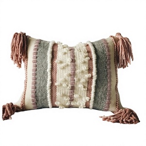 New Style Boho Outdoor Wool Pillow <b>Cover</b> Hot Selling Unique Handwoven Decorative Throw Pillow with Tassel Vintage Pattern ITHL - Product Image 1