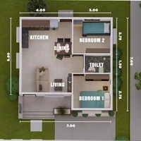Villa conteneur préfabriquée 50m² à assembler, 2 chambres, 1 salle de bain, respirante, moderne, avec âme en panneaux de silicate de calcium, garantie 2 ans
