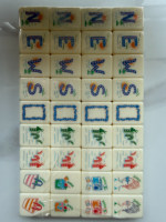 Tropische Zomer Fruit Strand Amerikaanse Mahjong Set, 160 Stuks Crème Acryl Op Maat Geïllustreerde Tegels, Opvouwbare Opbergkoffer
