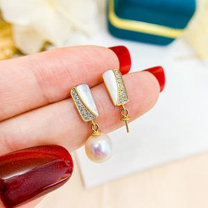 Accesorios de Plata S925 para Perlas DIY, Base Vacía para Joyería de Plata, Pendientes con Perlas de 7-10mm, Accesorio 20973 - Product Image 4