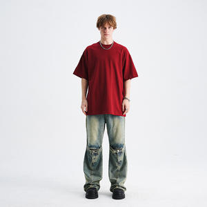 285g Heavy Cotton Solid Color Normal <strong>Nose</strong> Short Sleeve Loose Basic Base <strong>T</strong>-<strong>shirt</strong> for Men Casual Customizable Patterns - Product Image 2