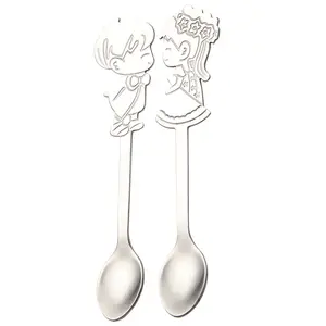 wholesale 304 stainless steel gold coffee spoon couple spoon valentine's day gift for wedding