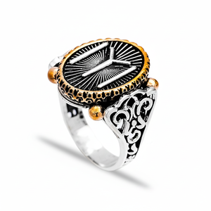 Tugra Signet Ottoman Design <b>Men</b> <b>Ring</b> Authentic <b>Men</b> <b>Ring</b> Turkish Handmade Wholesale 925 Sterling <b>Silver</b> for <b>Men</b> - Product Image 2