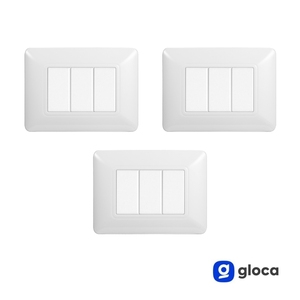 Plaque murale en plastique pour interrupteur 3 voies Gloca, 3P, blanche, installation facile, compatible avec Matix - Product Image 2