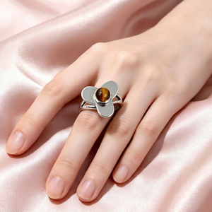 Nueva llegada 925 anillo fino de plata esterlina elegante Ojo de Tigre joyería de piedras preciosas - Product Image 1