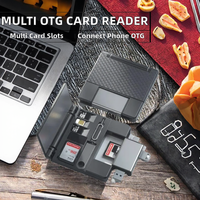 Lector de Tarjetas OTG Multifunción de Buena Calidad, Convertidor USB para Teléfono Celular y Computadora, Compatible con Tarjetas de Memoria SD/TF, Multifuncional