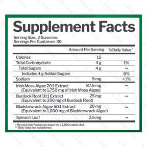 Gummies à la mousse d'algues marines 3000 mg, soutien naturel de l'immunité et de la thyroïde, détoxification, force supplémentaire, bonbons à la mousse d'algues marines irlandaises, compléments alimentaires pour la santé - Product Image 4