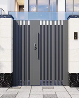 Portail en aluminium à double battant automatique, robuste, sans soudure, en aluminium 6063 T5, moderne, pour villa, industrie, extérieur, école, entrée principale