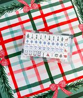 Ensemble de Mahjong de Noël en Acrylique Bleu Clair 160 Tuiles – Jeu Festif de Designer avec Motifs Renne et Casse-Noisette – Coffret Cadeau de Luxe