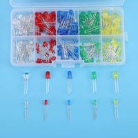 OEM PENPOS 3Mm 5Mm Mini 5 warna berbagai macam merah kuning putih hijau biru bulat 2-Pin lampu LED diode Kit Set dengan label