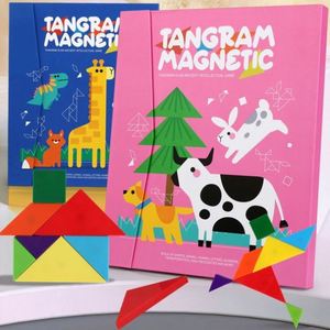 Jeux de puzzle stimulants pour les voyages en voiture, défis éducatifs de puzzles à motifs, blocs magnétiques Tangram - Product Image 6