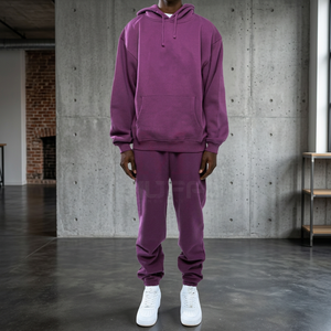 Ensemble de survêtement personnalisé en molleton de coton pour homme – Hiver, coupe-vent, épais, sweat-shirt et pantalon de jogging, 2 pièces, manches longues, uni, décontracté, sportswear - Product Image 3