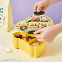 Nouvelle arrivée : boîte à lunch en plastique pour enfants, double compartiment, capacité 800-1000 ml, design à un seul niveau, boîte mignonne à motif de dessin animé