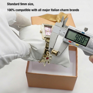 Orologio da polso con cinturino a maglie in acciaio inossidabile da 9 mm, stile italiano, personalizzabile, per <span class=keywords><strong>donna</strong></span>, gioielli fai da te, all'ingrosso - Product Image 2