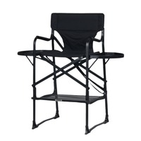 Chaise de maquillage pliante en aluminium avec poche externe, design de luxe, portable pour retouches sur site, tabouret de réalisateur, style bar, haute barre