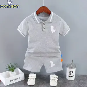 Conyson Summer Newborn Bulk Summer Boutique 2023 Baby Boy Cotton Toddler Clothinhg Suit 1-5 Years Boys Shorts And Shirt Set