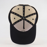 Casquette Snapback personnalisée bicolore crème et noir à calotte haute, broderie 3D en relief, casquette de baseball à 5 panneaux, ajustable, pour homme, avec logo personnalisé