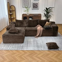 Canapé modulaire trois places en tissu velours côtelé style moderne, confortable, avec compression sous vide pour salon