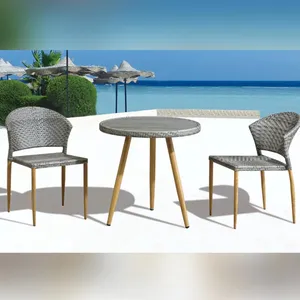 Modern ve moda tasarımı bahçe mobilyaları set PE Rattan veranda masası ve sandalye seti