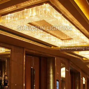 Boda Cristal Lustres Gran Hotel moderno Banquete Salón Iluminación Gran Cristal Candelabro de lujo - Product Image 3