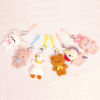 Individueller Tier-Schlüsselanhänger Kawaii Cartoon Bär Hase Hund Plüsch-Schlüsselanhänger 16CM PP Baumwolle Weich Niedlich Personalisiertes Geschenk Stofftier-Spielzeug