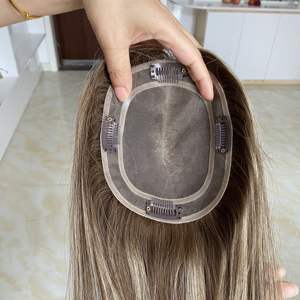 Listo para Enviar: Topper de Cabello Humano Virgen Europeo de Primera Calidad con PU, Color con Mechas, Piezas de Cabello con Clip, Base Mono 5x6, Toupee para Mujer - Product Image 4