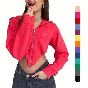 High Quality Custom Logo Street Wear Unisex Sweatshirts Wholesale Silk Screen Printing <b>Red</b> Zip up Asymmetrical <b>Hoodie</b> <b>Women</b> Top - Product Image 1