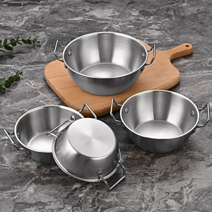 Assiette à snacks <span class=keywords><strong>mini</strong></span> dorée créative coréenne en acier inoxydable 304, <span class=keywords><strong>panier</strong></span> à frites, assiette à dessert avec doubles poignées - Product Image 5