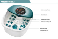 Bain de pieds chauffant électrique avec bulles d'air, 16 rouleaux de massage Shiatsu, 110-240V 500W