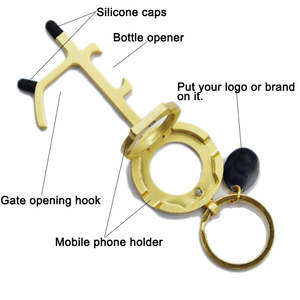 Llaveros de Metal dorado múltiple NFC, abridor de botellas, soporte para teléfono, bolígrafos Stylus, abridor de puerta operado por Prensa, llaveros con cuerda de carrete - Product Image 2