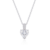 Bijoux en argent sterling 925 haut de gamme, collier et boucles d'oreilles en forme de cœur en moissanite, ensemble de bijoux en argent pour femmes