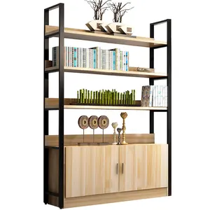 Estantería de madera moderna de 4 niveles, mueble de sala de estar, librería abierta completa, estantes de almacenamiento industrial para el hogar y la Oficina, venta al por mayor