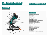 Scie à onglet combinée Power Action CS2400M 2400W, lame de 305 mm (12 pouces), 4000 tr/min, pour la coupe du bois et de l'aluminium, 220-240V