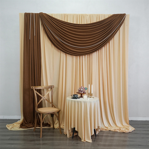Champagne and coffee Series Stretch Milk Silk <b>Backdrop</b> Wedding <b>Backdrop</b> Drape Ceiling Drapery for Birthday <b>Party</b> Decoration - Product Image 1
