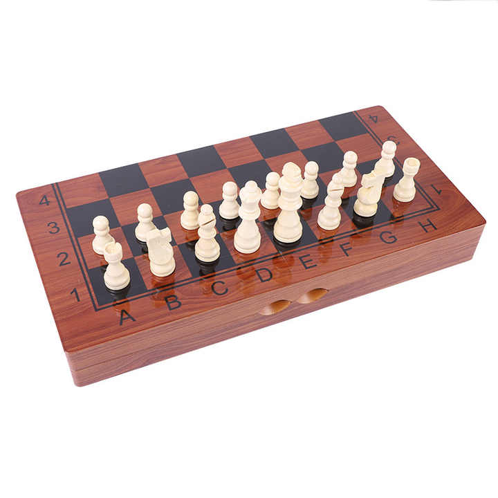 3 in 1 Wooden Chess Checkers Backgammon Games Set Folding Board with ...