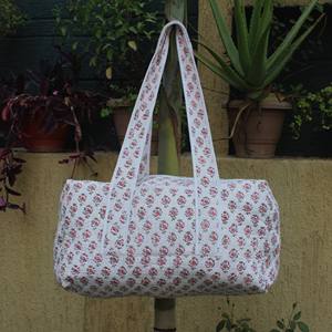 Exclusive Large Casual Luxury Cotton Weekender Travel Duffle <b>Bag</b> Handmade Quilted Fabric Block Printed Overnight Hand Luggage - Product Image 3